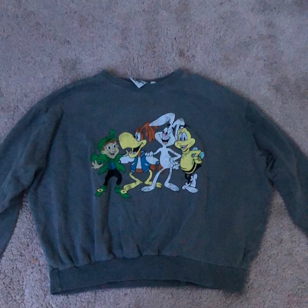 gray distressed cropped sweatshirt